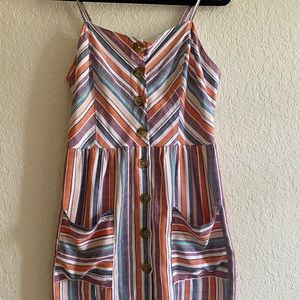 Multicolored striped casual dress